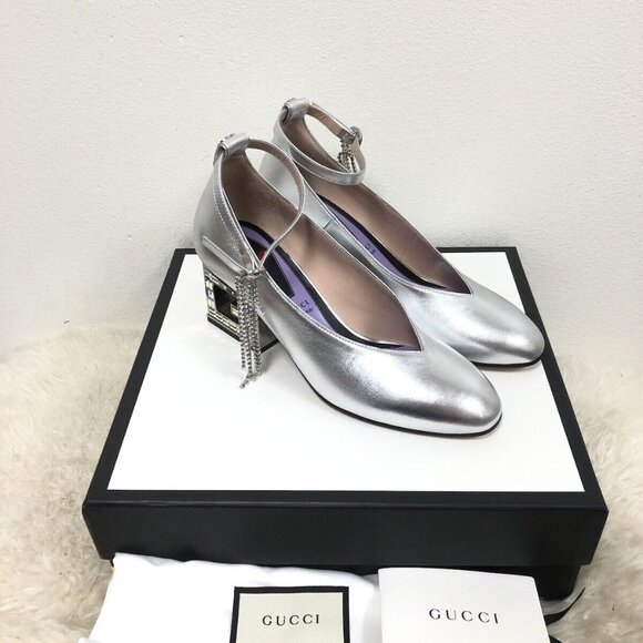 Gucci AMBER Crystal G Block Heel Madelyn Marmont Mary Jane Pump 37/37.5/38.5 - Picture 7 of 12